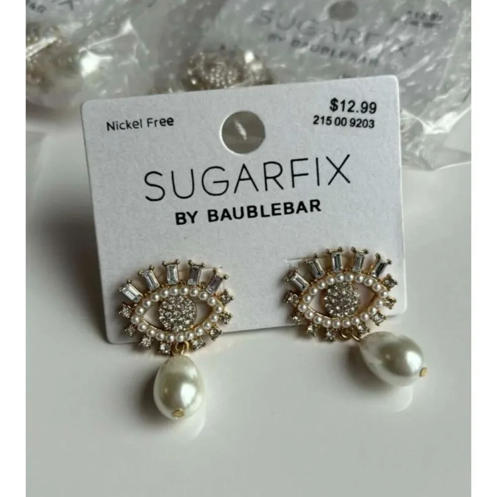 Baublebar Sugarfix Evil Eye Tear Drop Faux Pearl Drop Earrings Lot of 32